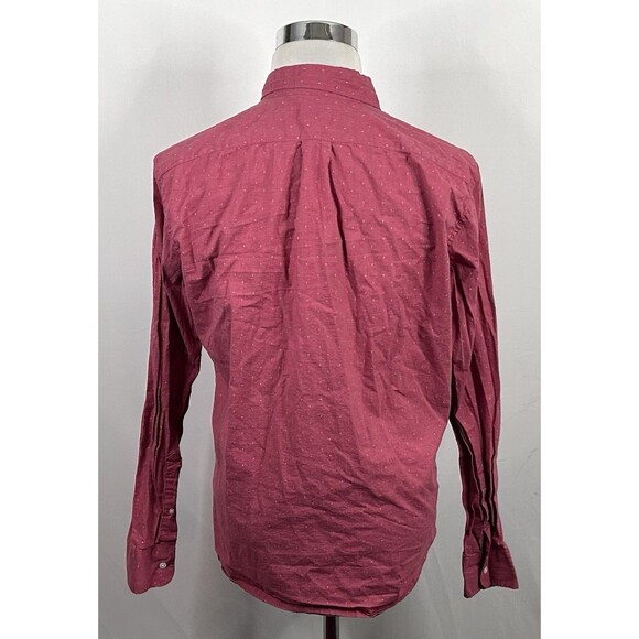 J Crew Large Slim Fit Secret Wash Shirt Red White Speckled Cotton Blend Casual - Picture 5 of 5